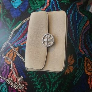 Tory Burch off white Leather Crossbody Bag